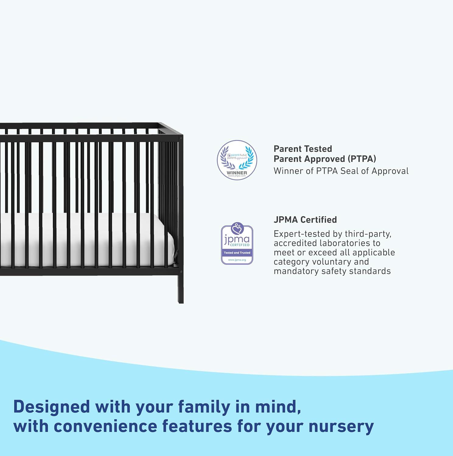 imageGraco Teddi 5in1 Convertible Crib with Drawer Driftwood GREENGUARD Gold Certified Crib with Drawer Combo FullSize Nursery Storage Drawer Converts to Toddler Bed Daybed and FullSize BedBlack