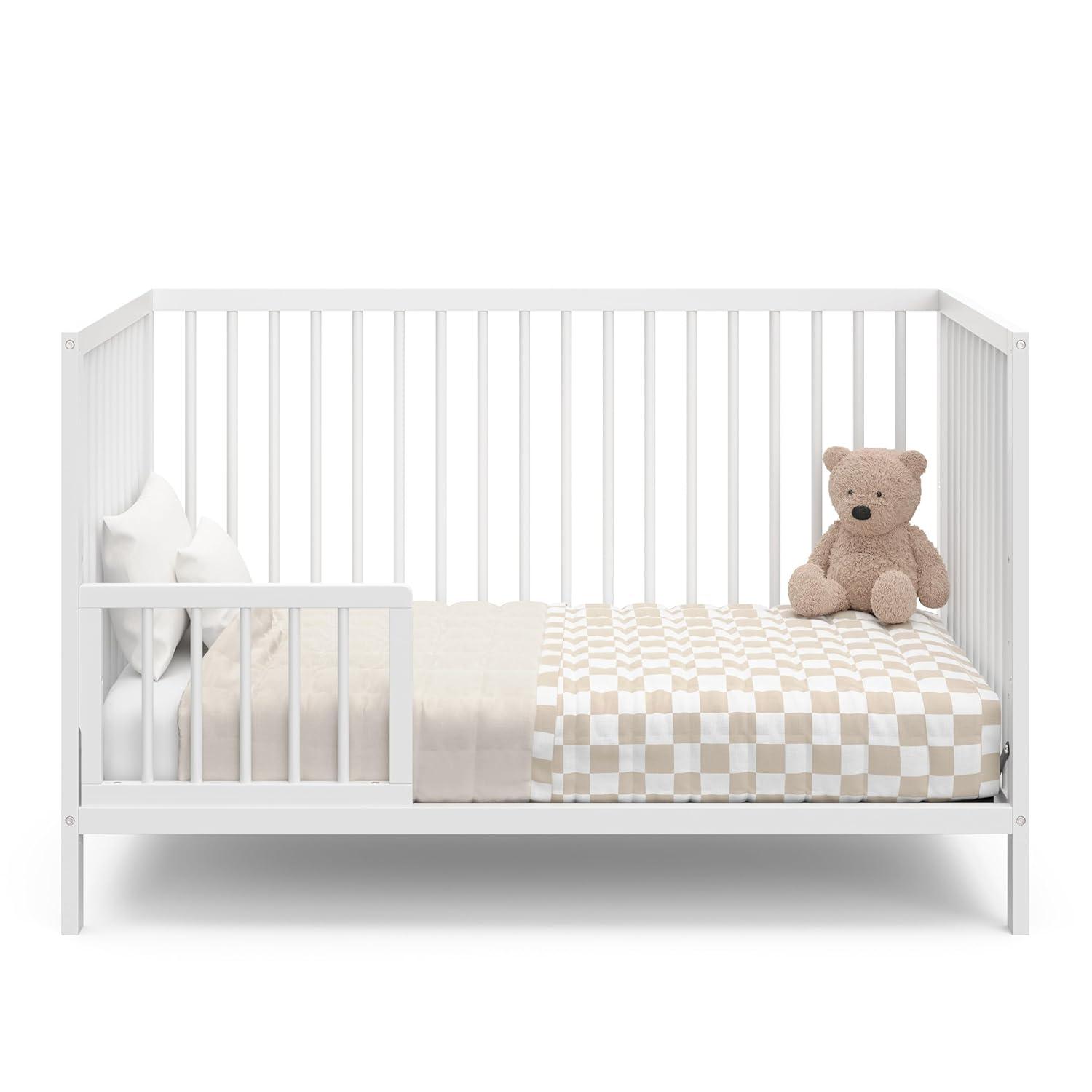 imageGraco Teddi 5in1 Convertible Crib with Drawer Driftwood GREENGUARD Gold Certified Crib with Drawer Combo FullSize Nursery Storage Drawer Converts to Toddler Bed Daybed and FullSize BedWhite