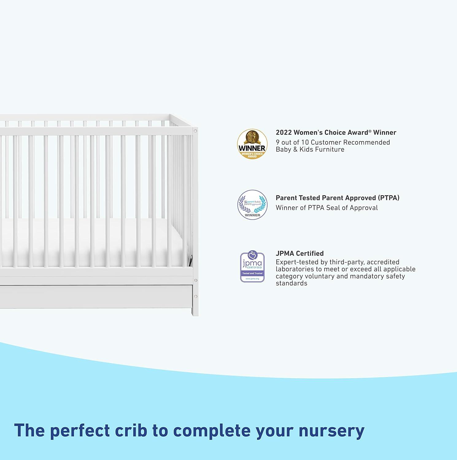 imageGraco Teddi 5in1 Convertible Crib with Drawer Driftwood GREENGUARD Gold Certified Crib with Drawer Combo FullSize Nursery Storage Drawer Converts to Toddler Bed Daybed and FullSize BedWhite