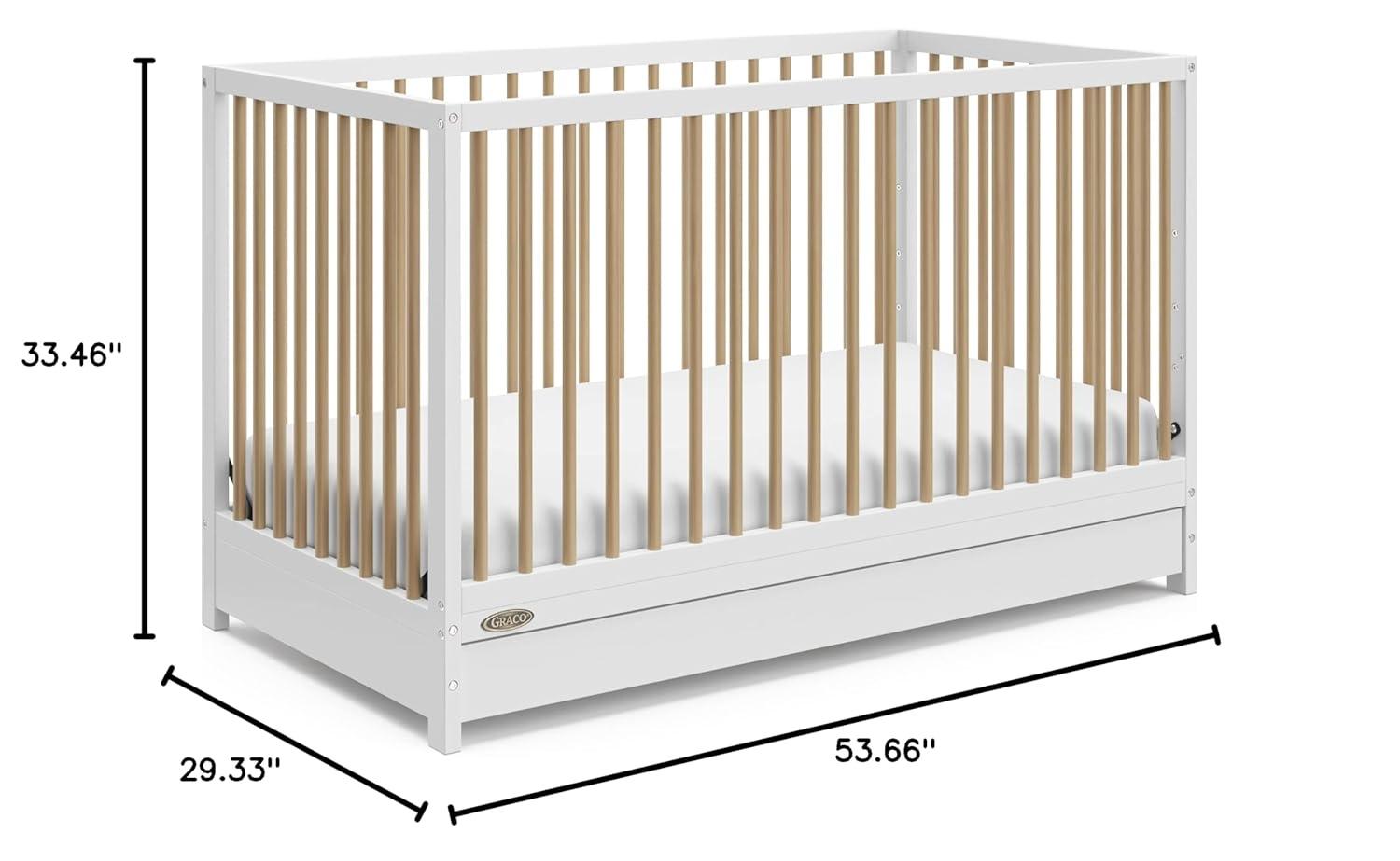imageGraco Teddi 5in1 Convertible Crib with Drawer Driftwood GREENGUARD Gold Certified Crib with Drawer Combo FullSize Nursery Storage Drawer Converts to Toddler Bed Daybed and FullSize BedWhiteDriftwood