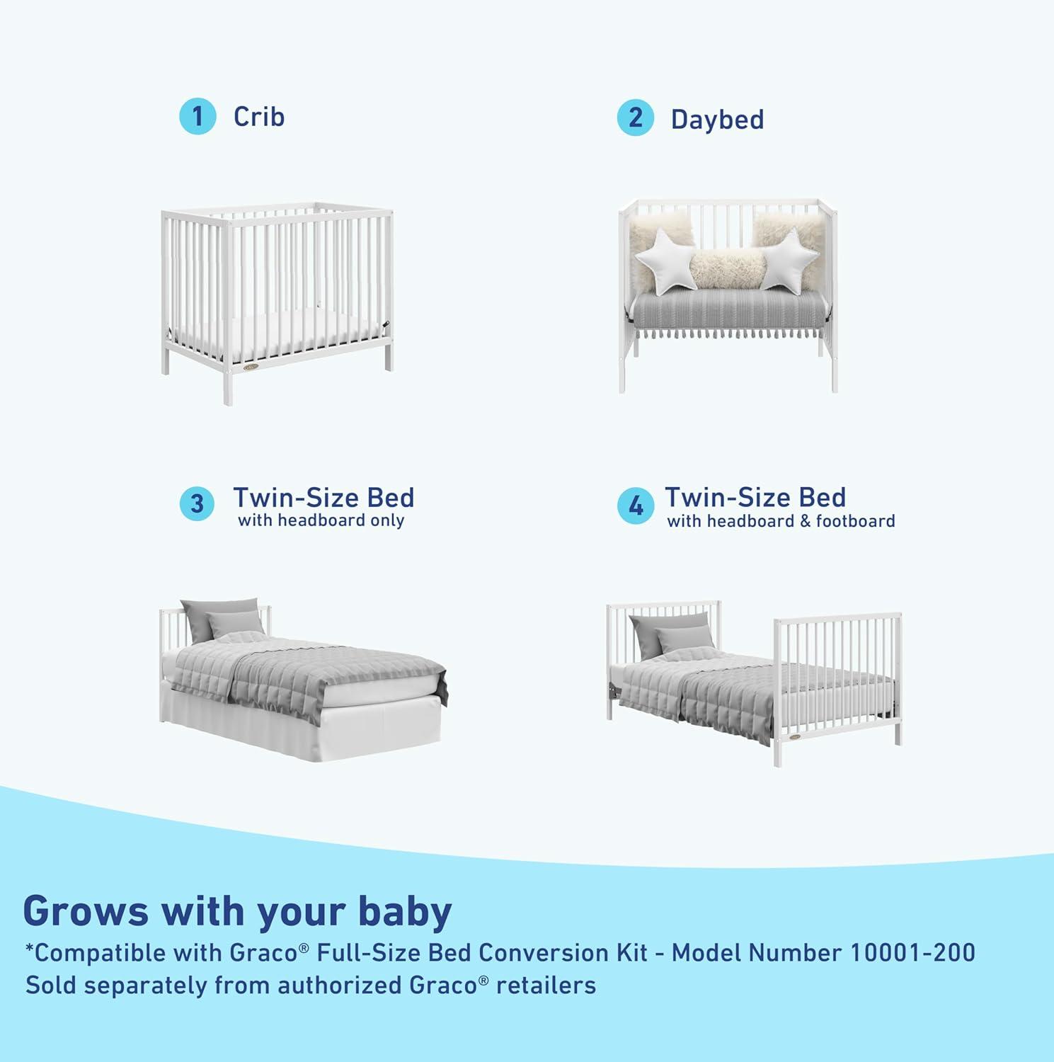 imageGraco Teddi 5in1 Convertible Crib with Drawer Driftwood GREENGUARD Gold Certified Crib with Drawer Combo FullSize Nursery Storage Drawer Converts to Toddler Bed Daybed and FullSize BedWhite