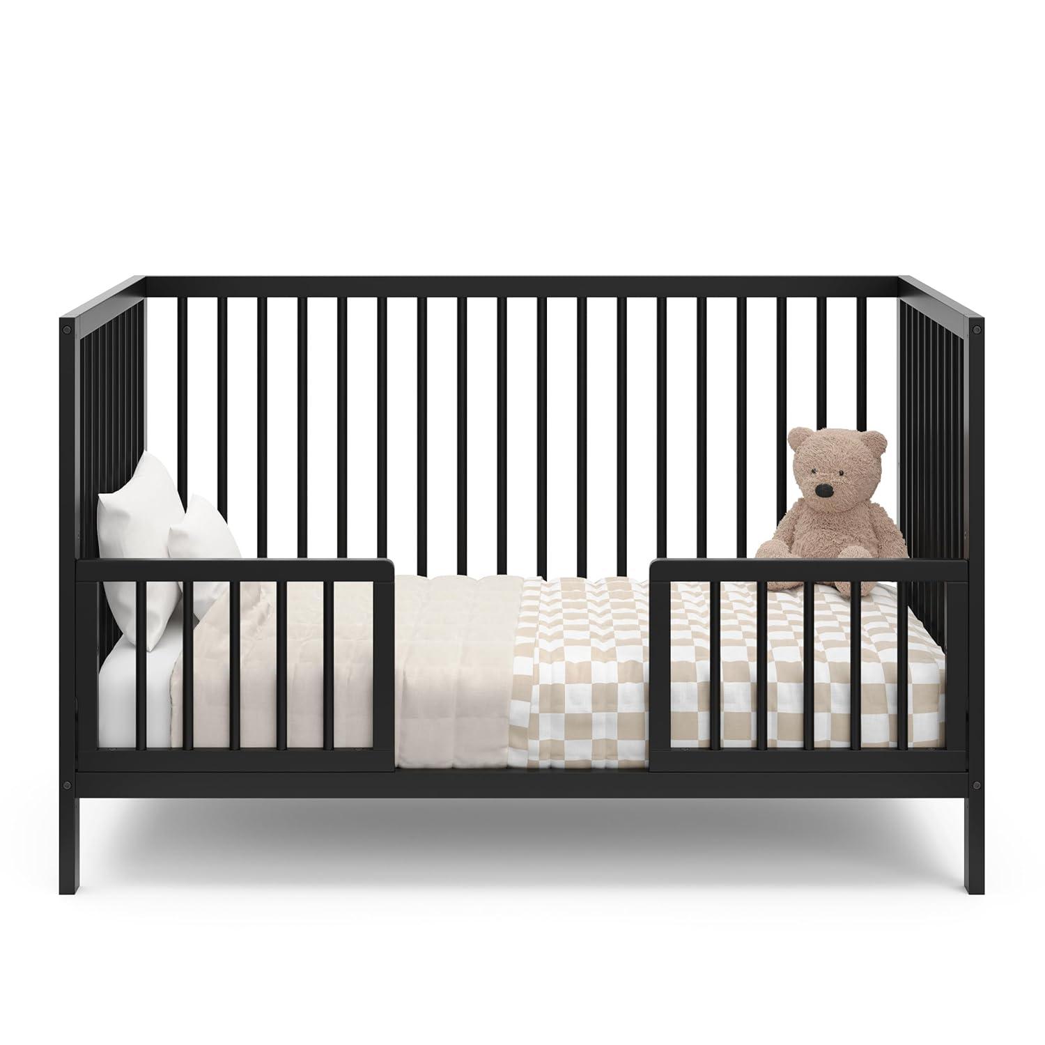 imageGraco Teddi 5in1 Convertible Crib with Drawer Driftwood GREENGUARD Gold Certified Crib with Drawer Combo FullSize Nursery Storage Drawer Converts to Toddler Bed Daybed and FullSize BedBlack