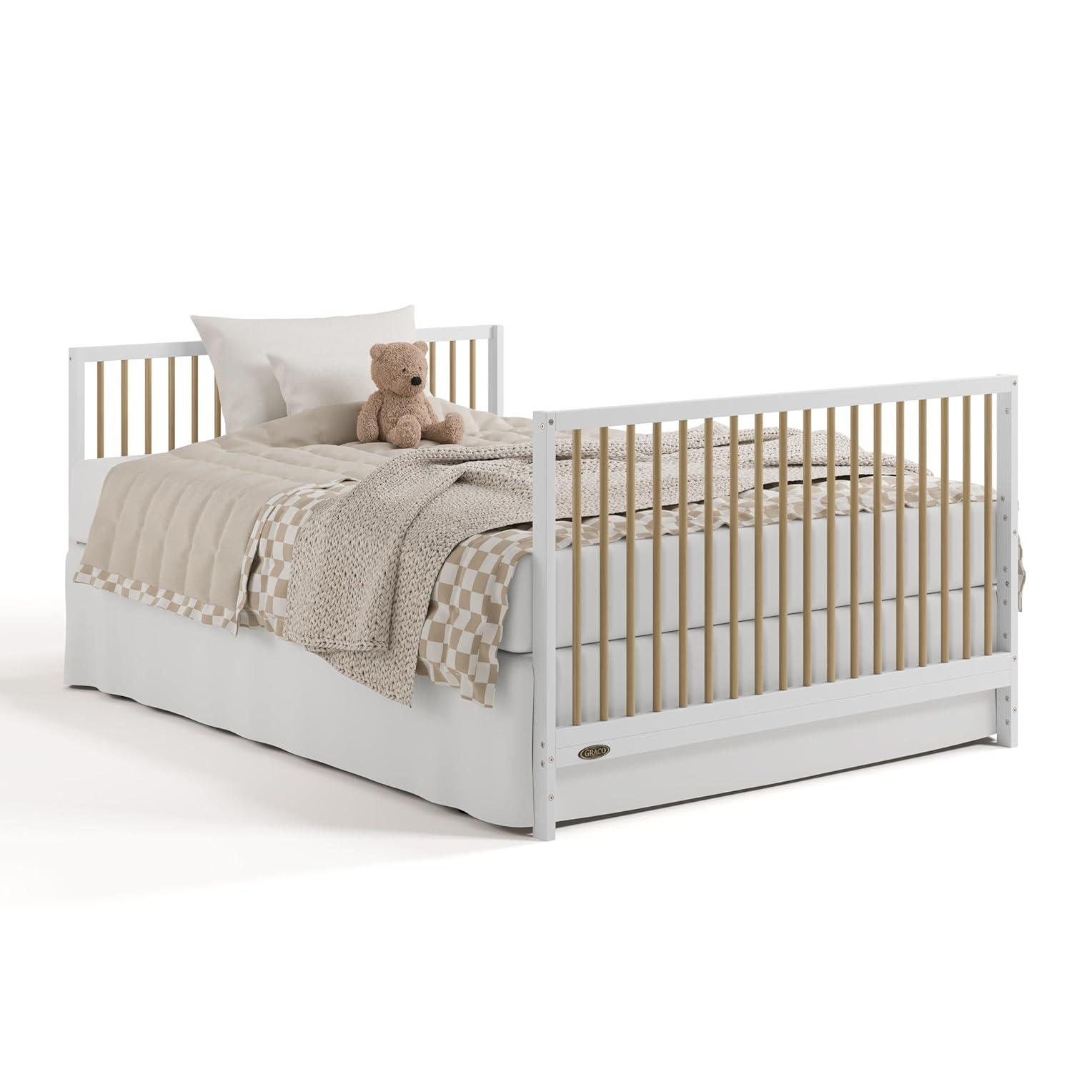 imageGraco Teddi 5in1 Convertible Crib with Drawer Driftwood GREENGUARD Gold Certified Crib with Drawer Combo FullSize Nursery Storage Drawer Converts to Toddler Bed Daybed and FullSize BedWhiteDriftwood