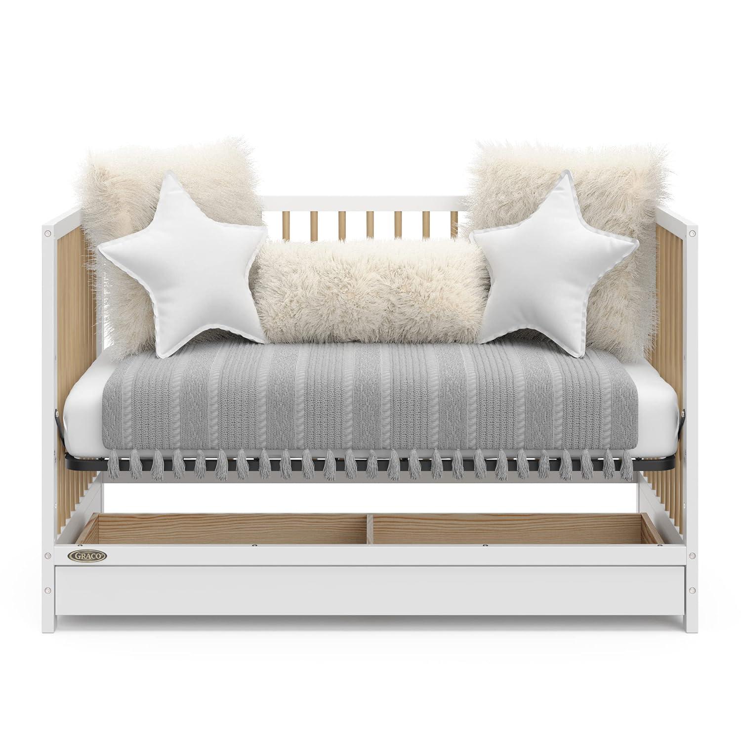 imageGraco Teddi 5in1 Convertible Crib with Drawer Driftwood GREENGUARD Gold Certified Crib with Drawer Combo FullSize Nursery Storage Drawer Converts to Toddler Bed Daybed and FullSize BedWhiteDriftwood