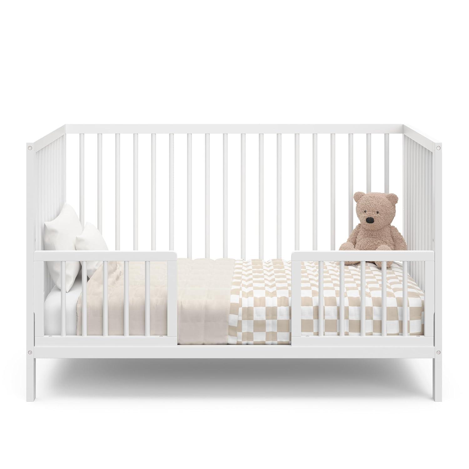 imageGraco Teddi 5in1 Convertible Crib with Drawer Driftwood GREENGUARD Gold Certified Crib with Drawer Combo FullSize Nursery Storage Drawer Converts to Toddler Bed Daybed and FullSize BedWhite