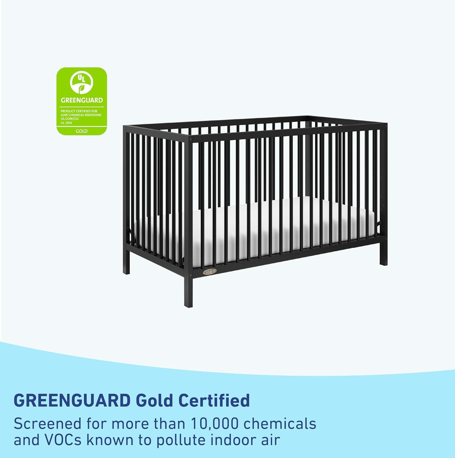 imageGraco Teddi 5in1 Convertible Crib with Drawer Driftwood GREENGUARD Gold Certified Crib with Drawer Combo FullSize Nursery Storage Drawer Converts to Toddler Bed Daybed and FullSize BedBlack