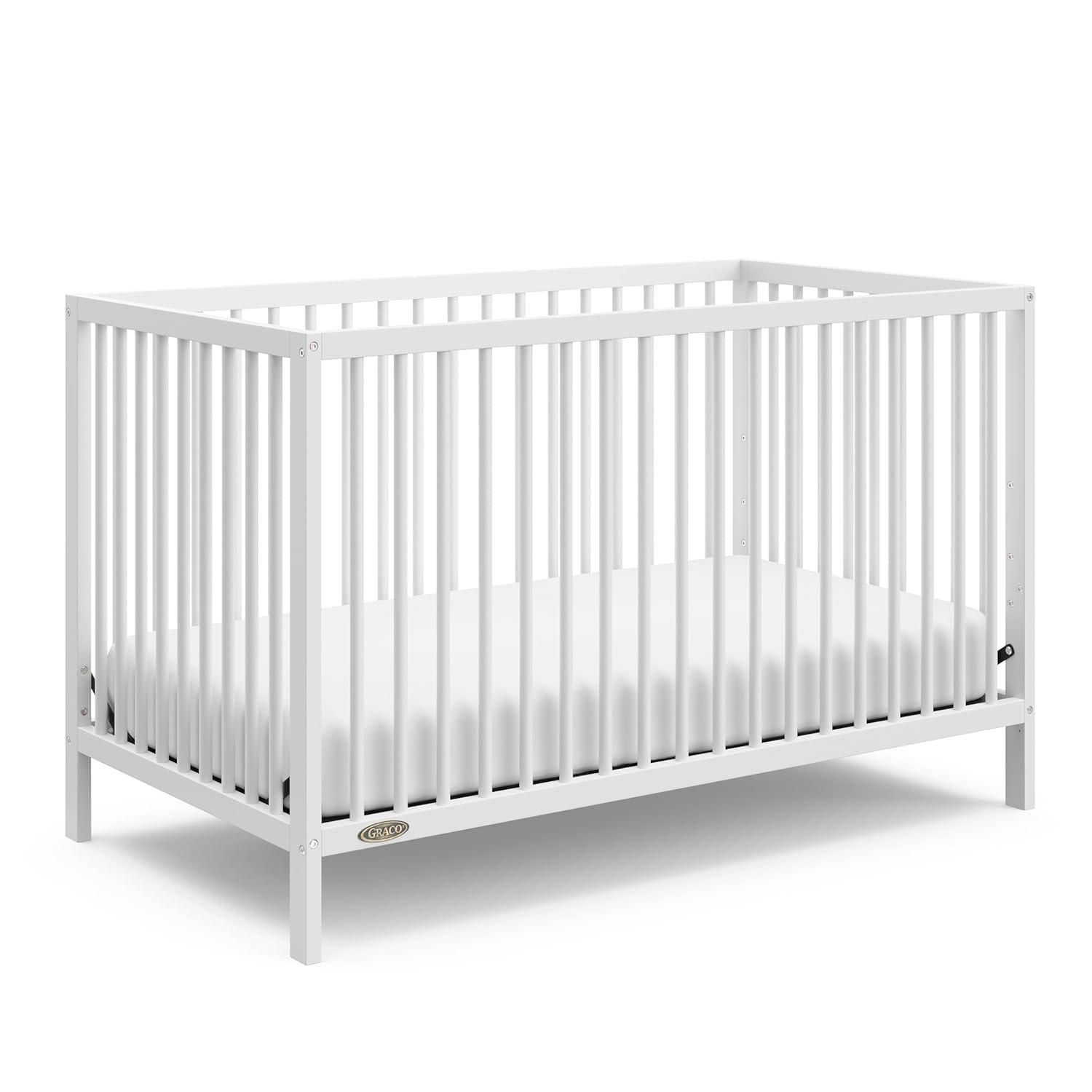 imageGraco Teddi 5in1 Convertible Crib with Drawer Driftwood GREENGUARD Gold Certified Crib with Drawer Combo FullSize Nursery Storage Drawer Converts to Toddler Bed Daybed and FullSize BedWhite