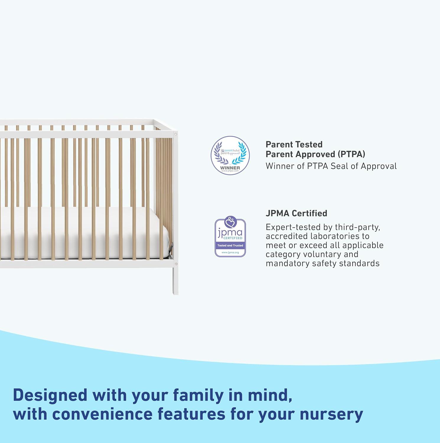 imageGraco Teddi 5in1 Convertible Crib with Drawer Driftwood GREENGUARD Gold Certified Crib with Drawer Combo FullSize Nursery Storage Drawer Converts to Toddler Bed Daybed and FullSize BedWhiteDriftwood