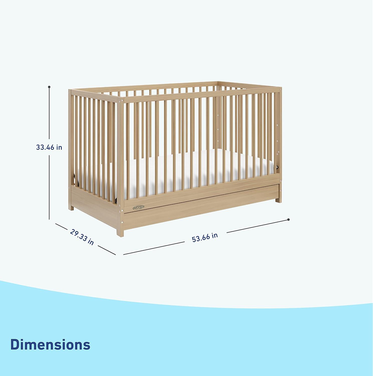 imageGraco Teddi 5in1 Convertible Crib with Drawer Driftwood GREENGUARD Gold Certified Crib with Drawer Combo FullSize Nursery Storage Drawer Converts to Toddler Bed Daybed and FullSize BedDriftwood