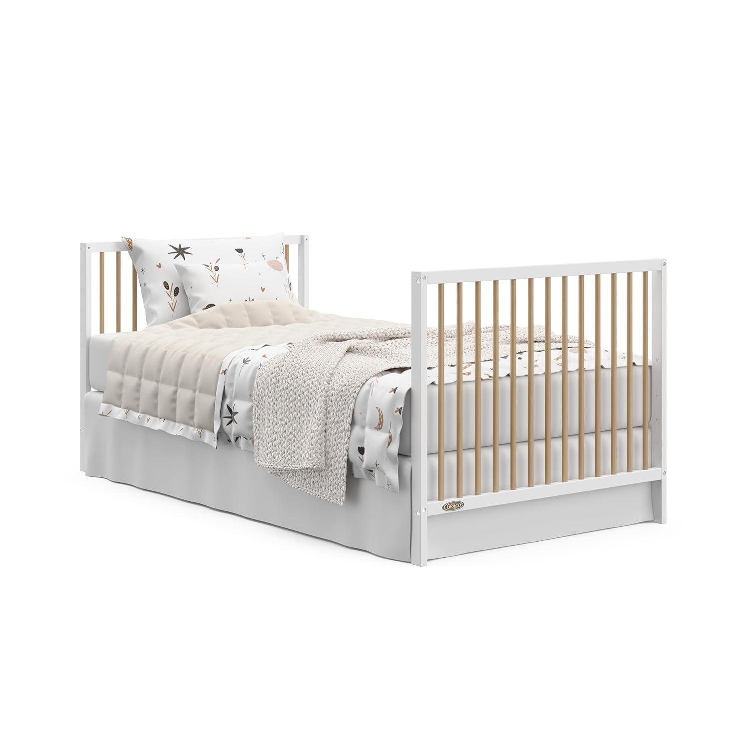 imageGraco Teddi 5in1 Convertible Crib with Drawer Driftwood GREENGUARD Gold Certified Crib with Drawer Combo FullSize Nursery Storage Drawer Converts to Toddler Bed Daybed and FullSize BedWhiteDriftwood