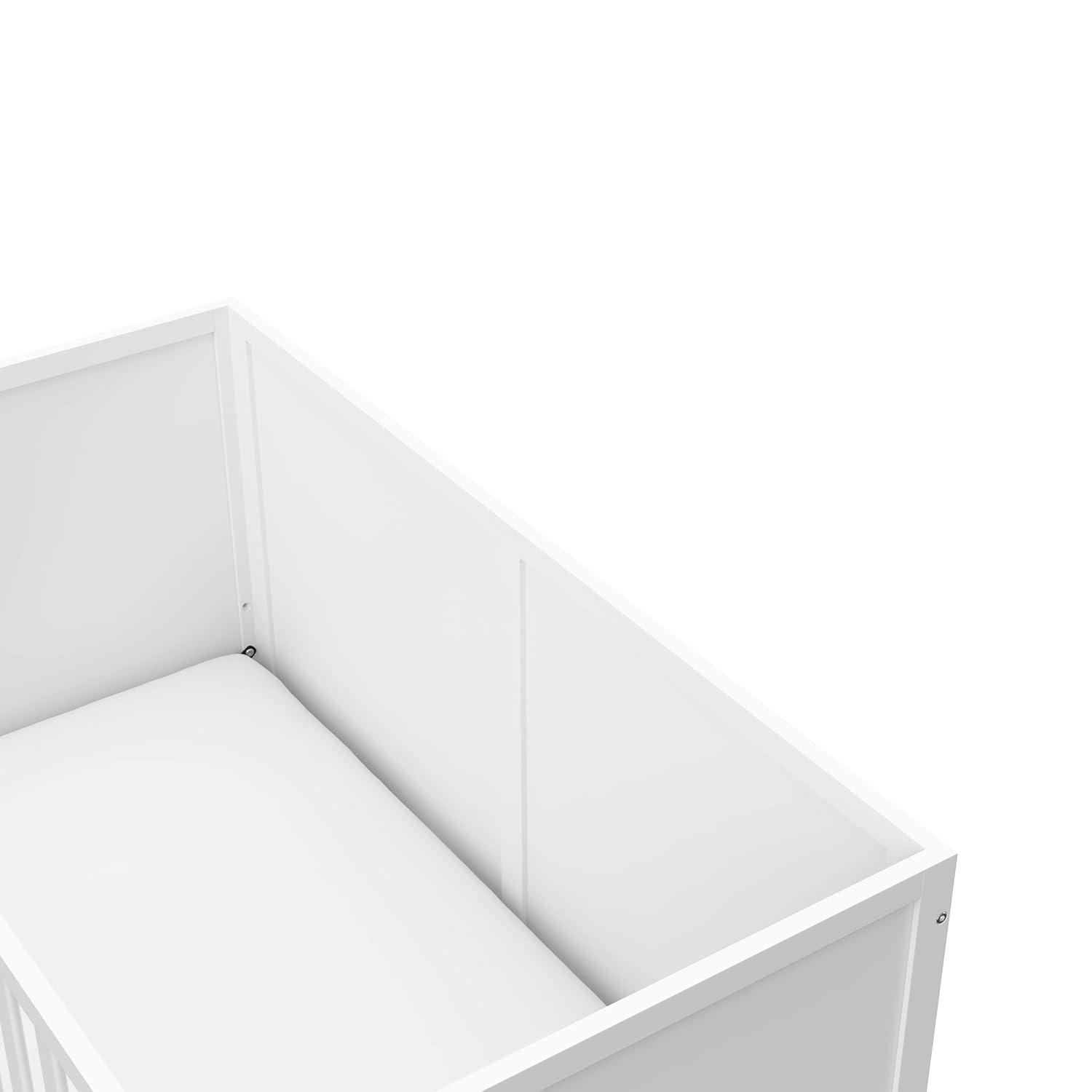 imageGraco Theo Convertible Crib with Storage Drawer Frosted Oat GREENGUARD Gold Certified Wooden Baby Crib with Drawer Converts to Toddler Bed Fits Standard Crib MattressWhite