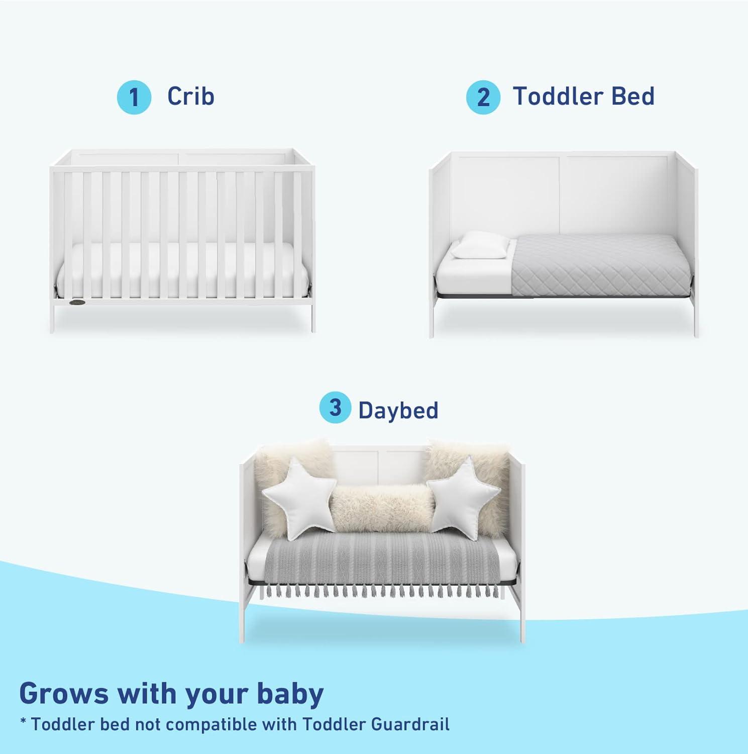 imageGraco Theo Convertible Crib with Storage Drawer Frosted Oat GREENGUARD Gold Certified Wooden Baby Crib with Drawer Converts to Toddler Bed Fits Standard Crib MattressWhite