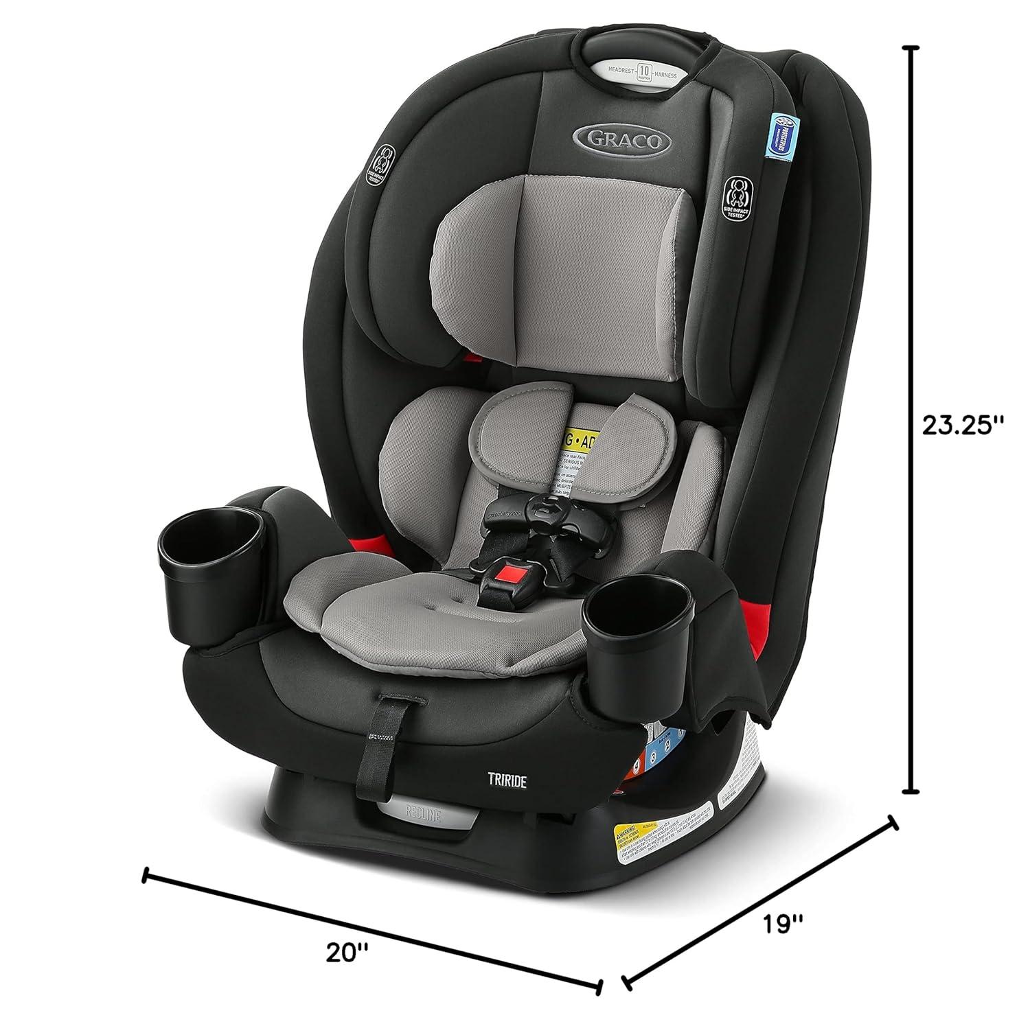 imageGraco TriRide 3in1 Reclining Car Seat Clybourne Rear ampamp Forward Facing Car Seat Highback Booster Adjustable HeadrestRedmond