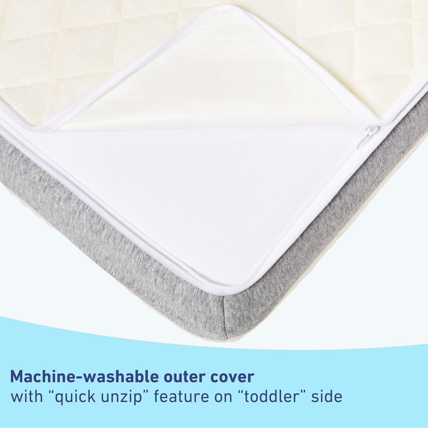 imageGraco Ultra 2in1 Premium Dual Sided Crib ampamp Toddler Mattress GREENGUARD Gold CertiPURUS Certified Foam Machine Washable Cover with 100 Waterproof Surface Fits Standard Crib ampamp Toddler BedsMattress and Protector 1PK