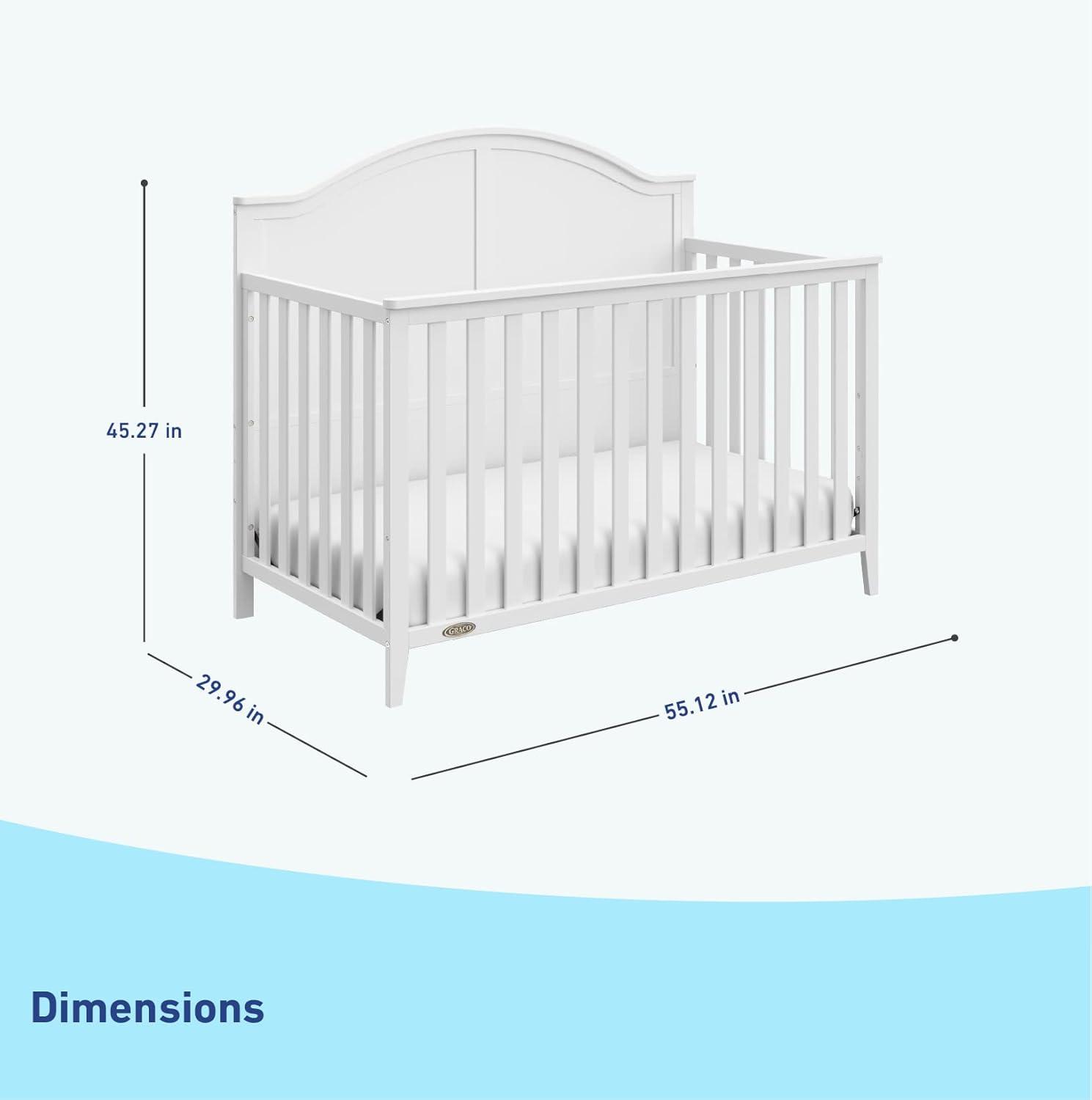 imageGraco Wilfred 5in1 Convertible Crib Black GREENGUARD Gold Certified Converts to Toddler Bed and FullSize Bed Fits Standard FullSize Crib Mattress Adjustable Mattress Support BaseWhite