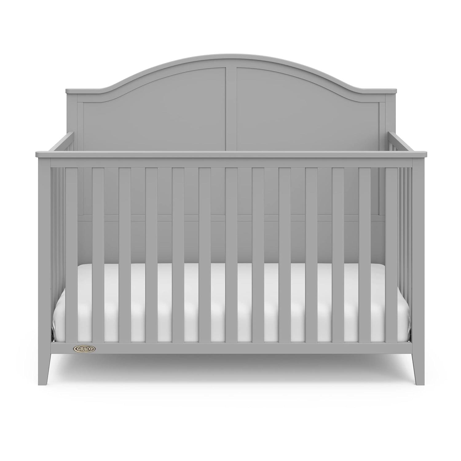 imageGraco Wilfred 5in1 Convertible Crib Black GREENGUARD Gold Certified Converts to Toddler Bed and FullSize Bed Fits Standard FullSize Crib Mattress Adjustable Mattress Support BasePebble Gray
