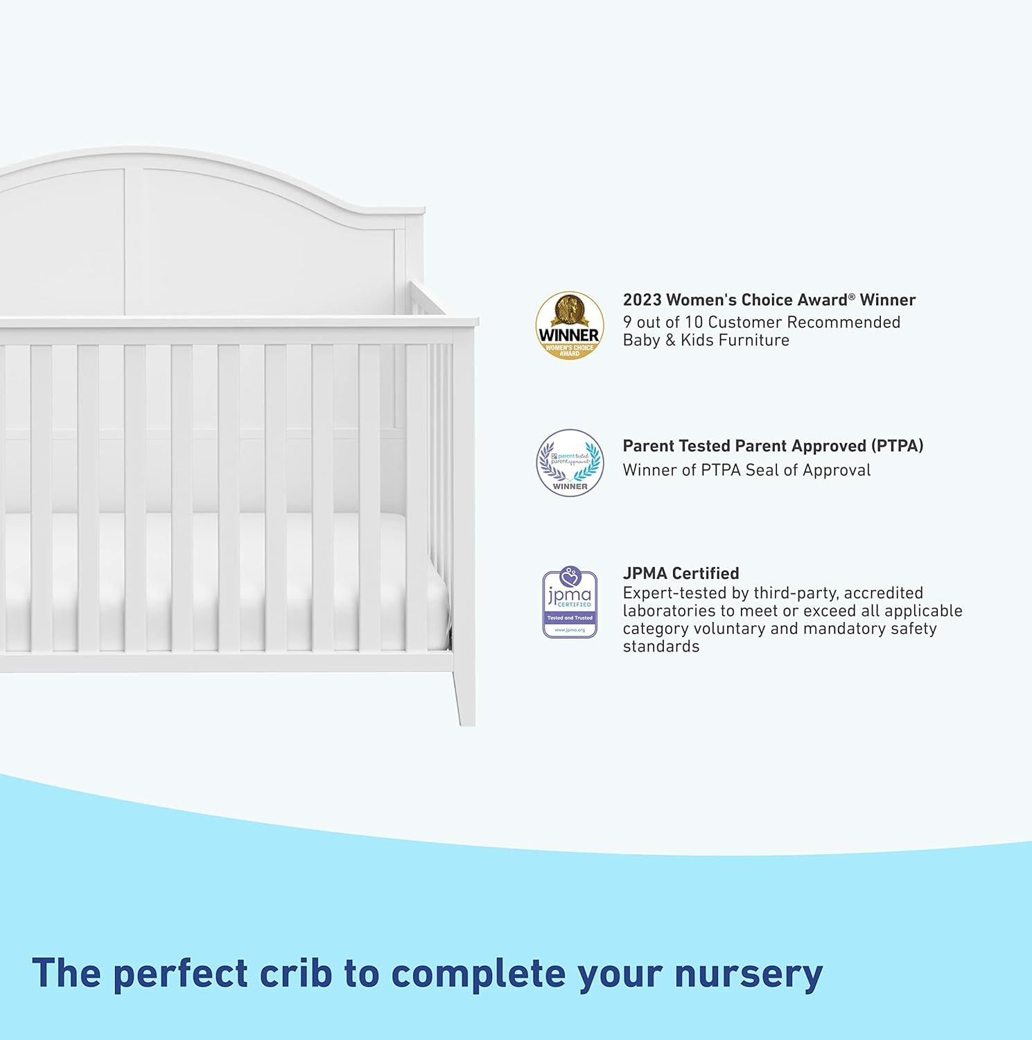 imageGraco Wilfred 5in1 Convertible Crib Black GREENGUARD Gold Certified Converts to Toddler Bed and FullSize Bed Fits Standard FullSize Crib Mattress Adjustable Mattress Support BaseWhite