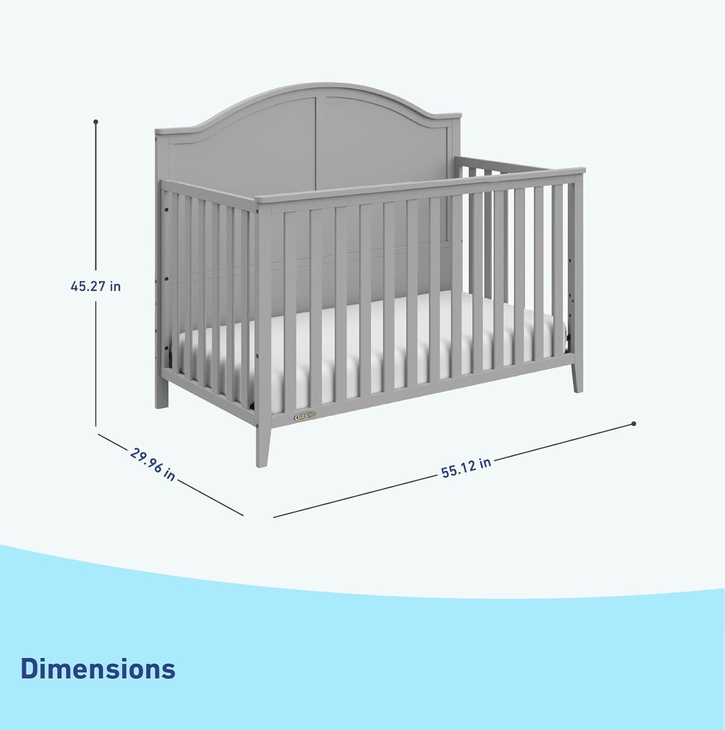imageGraco Wilfred 5in1 Convertible Crib Black GREENGUARD Gold Certified Converts to Toddler Bed and FullSize Bed Fits Standard FullSize Crib Mattress Adjustable Mattress Support BasePebble Gray