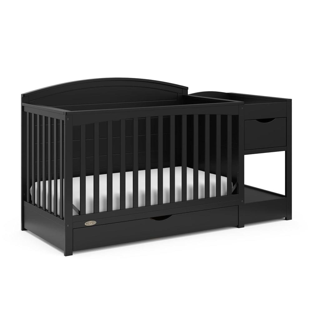imageGraco Bellwood 5in1 Convertible Crib ampamp Changer with Drawer White GREENGUARD Gold Certified FullSize Storage Drawer Converts to Toddler Bed and FullSize BedBlack