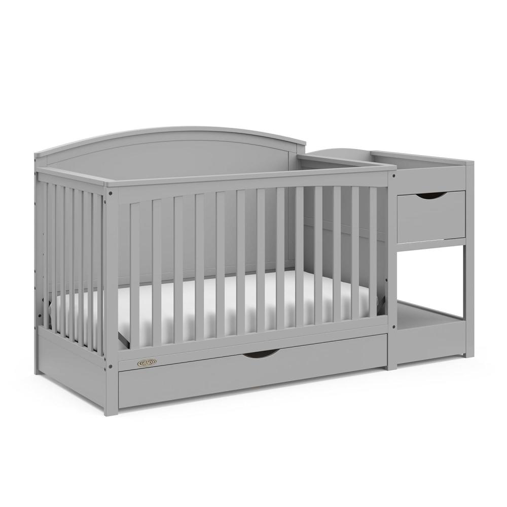 imageGraco Bellwood 5in1 Convertible Crib ampamp Changer with Drawer White GREENGUARD Gold Certified FullSize Storage Drawer Converts to Toddler Bed and FullSize BedPebble Gray
