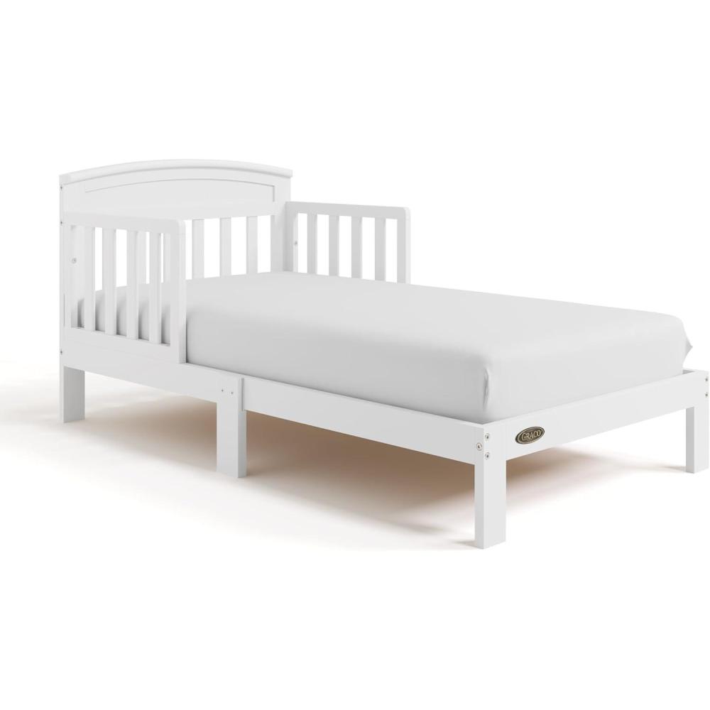 imageGraco Benton Toddler Bed Blush GREENGUARD Gold Certified Baby Safety Alliance Verified with Safety Toddler Guardrails Fits Standard Crib Mattress Easy Assembly Kids Transition BedWhite