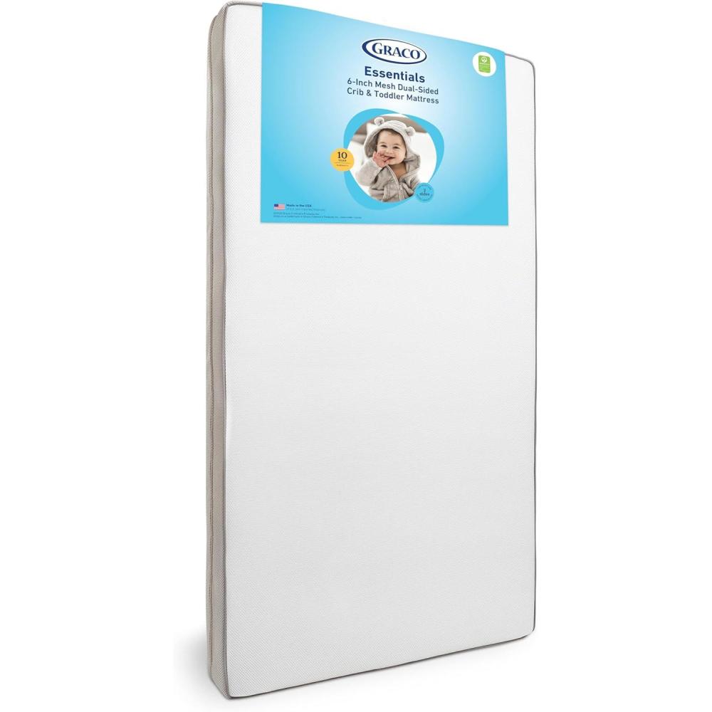 imageGraco Essentials 6Inch DualSided Crib ampamp Toddler Mattress Premium UltraSoft Baby Crib Mattress Cover for Quiet Sleep GREENGUARD Gold Certified Made in The USA Waterproof Sleep Surface 2Sided6Inch