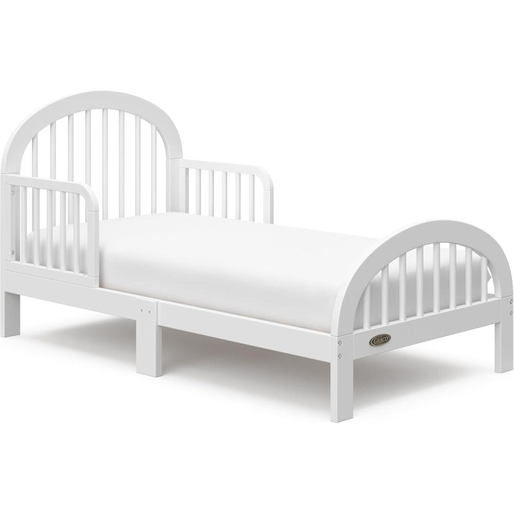 imageGraco Olivia Toddler Bed Driftwood GREENGUARD Gold Certified Includes Toddler Safety Guardrails Fits Standard Crib ampamp Toddler Mattress Stylish Arched DesignWhite