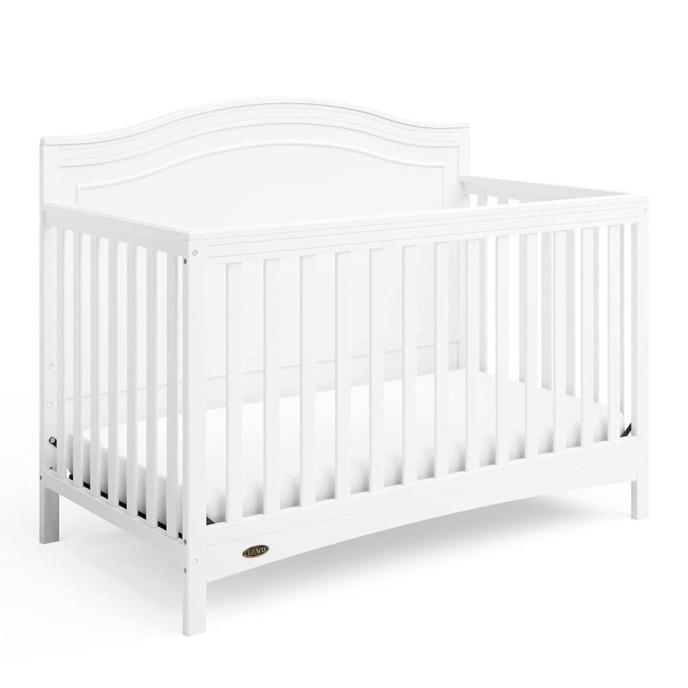 imageGraco Paris 4in1 Convertible Crib GREENGUARD Gold Certified Converts to Toddler Bed Daybed and Full Bed Fits Standard Crib Mattress Adjustable Mattress Base Frosted OatWhite