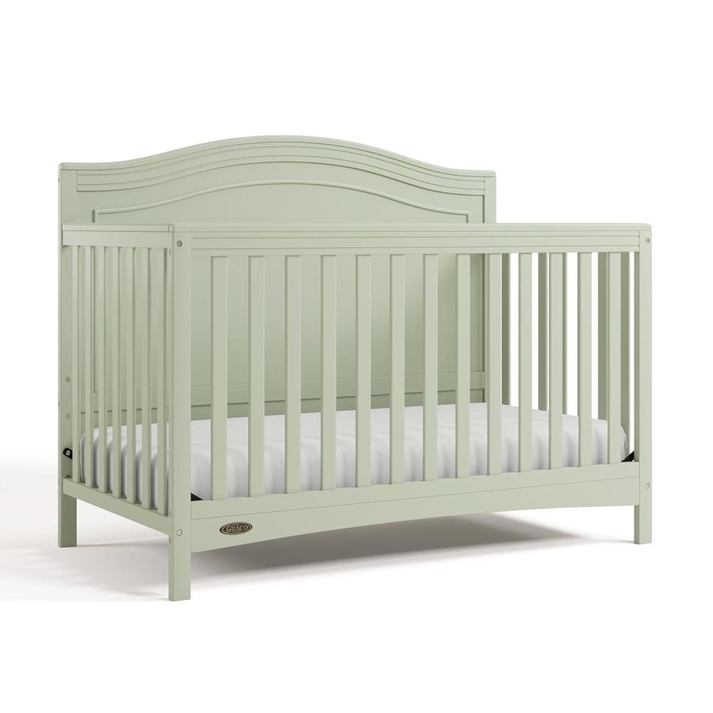imageGraco Paris 4in1 Convertible Crib GREENGUARD Gold Certified Converts to Toddler Bed Daybed and Full Bed Fits Standard Crib Mattress Adjustable Mattress Base Frosted OatSage
