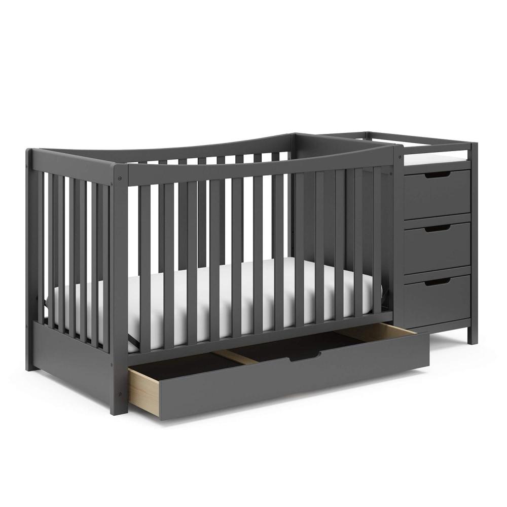 imageGraco Remi 4in1 Convertible Crib ampamp Changer with Drawer Gray GREENGUARD Gold Certified Crib and Changing Table Combo Includes Changing Pad Converts to Toddler Bed Daybed and FullSize Bed
