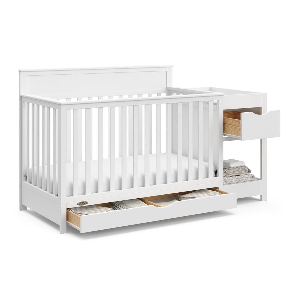 imageGraco Shiloh 5in1 Convertible Crib ampamp Changer with Drawer Driftwood GREENGUARD Gold Certified Baby Crib Crafted from Wood Converts to Toddler Bed Daybed and FullSize BedWhite