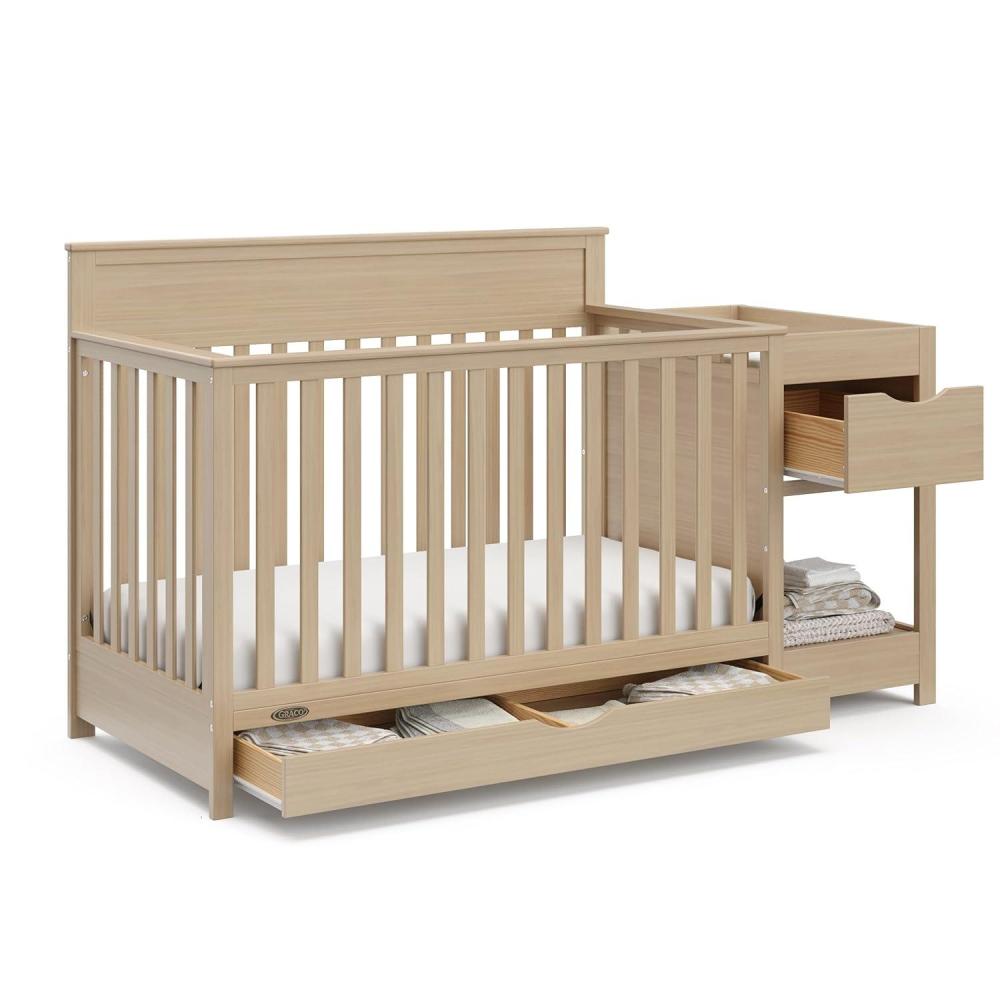 imageGraco Shiloh 5in1 Convertible Crib ampamp Changer with Drawer Driftwood GREENGUARD Gold Certified Baby Crib Crafted from Wood Converts to Toddler Bed Daybed and FullSize BedDriftwood