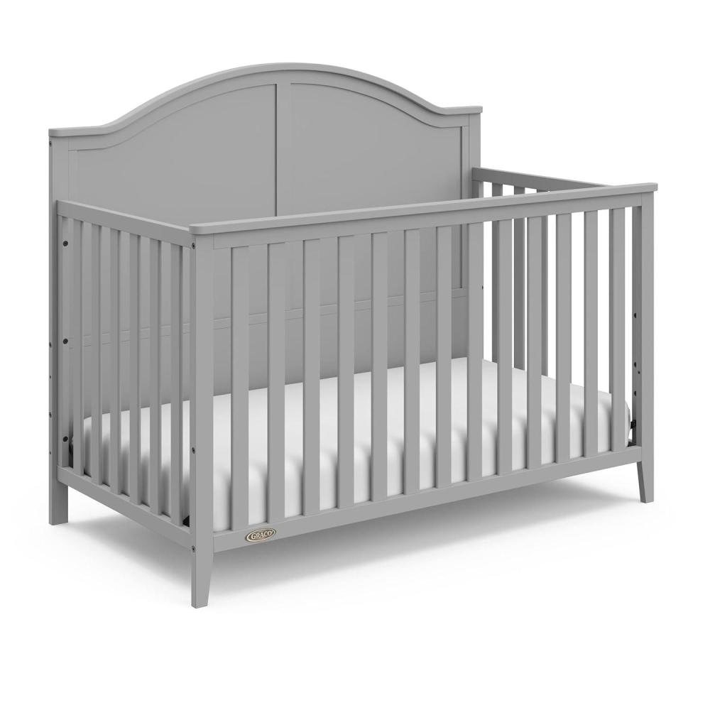 imageGraco Wilfred 5in1 Convertible Crib Black GREENGUARD Gold Certified Converts to Toddler Bed and FullSize Bed Fits Standard FullSize Crib Mattress Adjustable Mattress Support BasePebble Gray