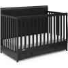 Graco Asheville 5-in-1 Convertible Crib with Drawer (White) – GREENGUARD Gold Certified, Crib with Drawer Combo, Full-Size Nursery Storage Drawer, Converts to Toddler Bed, Daybed and Full-Size Bed(Black)