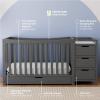 Graco Remi 4-in-1 Convertible Crib & Changer with Drawer (Gray) – GREENGUARD Gold Certified, Crib and Changing -Table Combo, Includes Changing Pad, Converts to Toddler Bed, Daybed and Full-Size Bed