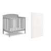 Graco Benton 4-in-1 Convertible Mini Crib with Bonus Crib Mattress (White) – GREENGUARD Gold Certified, 2.75-Inch Mattress Included, Baby Crib Converts to Twin Bed, Ideal for Small Spaces(Pebble Gray)