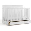 Graco Sasha 5-in-1 Convertible Crib with Drawer (Frosted Oat) – GREENGUARD Gold Certified Wood Crib, Converts to Toddler Bed, Daybed, Full-Size Bed, Stylish Classic Design(White)