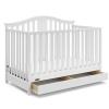 Graco Solano 4-in-1 Convertible Crib with Drawer (Pebble Gray) – GREENGUARD Gold Certified, Includes Full-Size Nursery Storage Drawer(White)