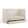 Graco Theo Convertible Crib with Storage Drawer (Frosted Oat) – GREENGUARD Gold Certified Wooden Baby Crib with Drawer, Converts to Toddler Bed, Fits Standard Crib Mattress(Frosted Oat)