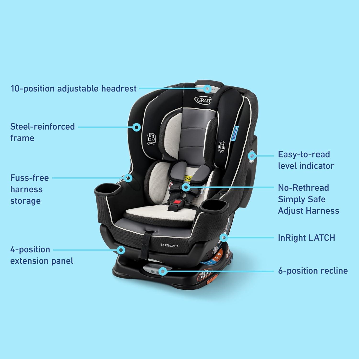 imageGraco Extend2Fit 3in1 Car Seat Grey Booster Car Seat ConvertibleGotham 20