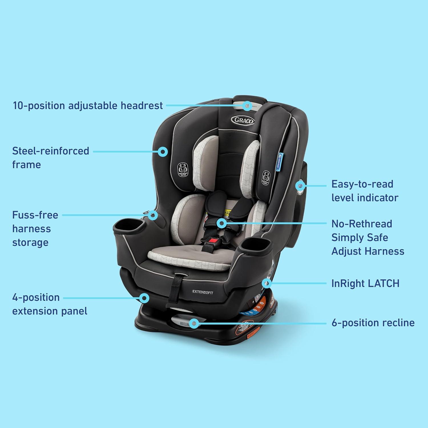imageGraco Extend2Fit 3in1 Car Seat Grey Booster Car Seat ConvertibleRedmond 20